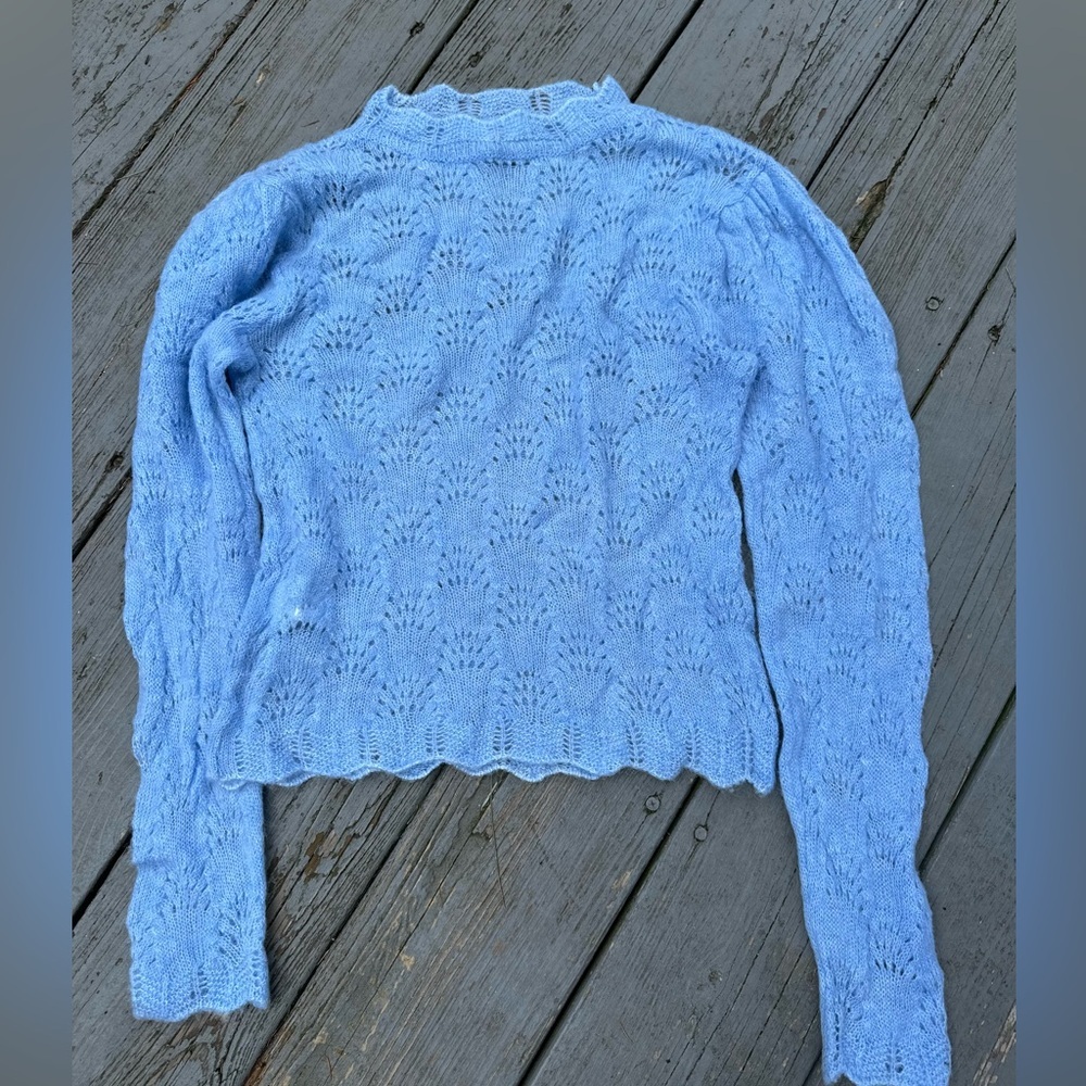 Mango light blue wool blend turtleneck sweater XS